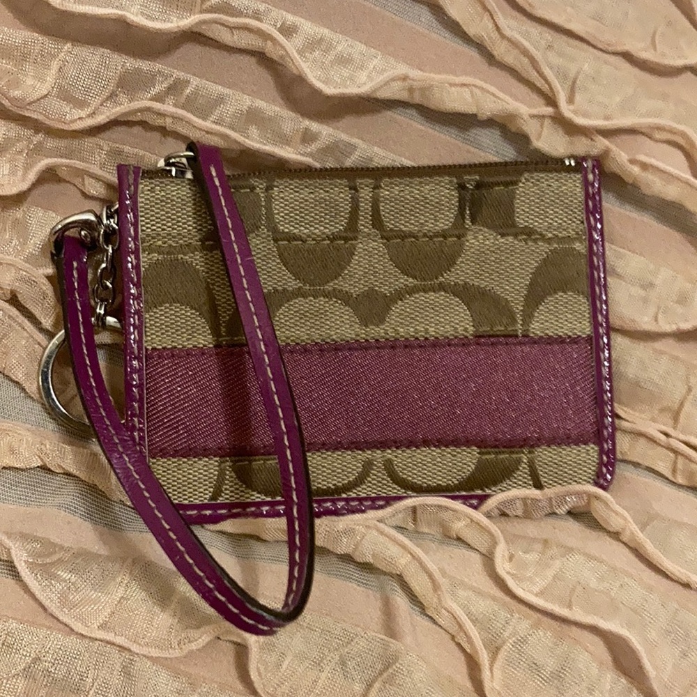 Coach card holder id key chain